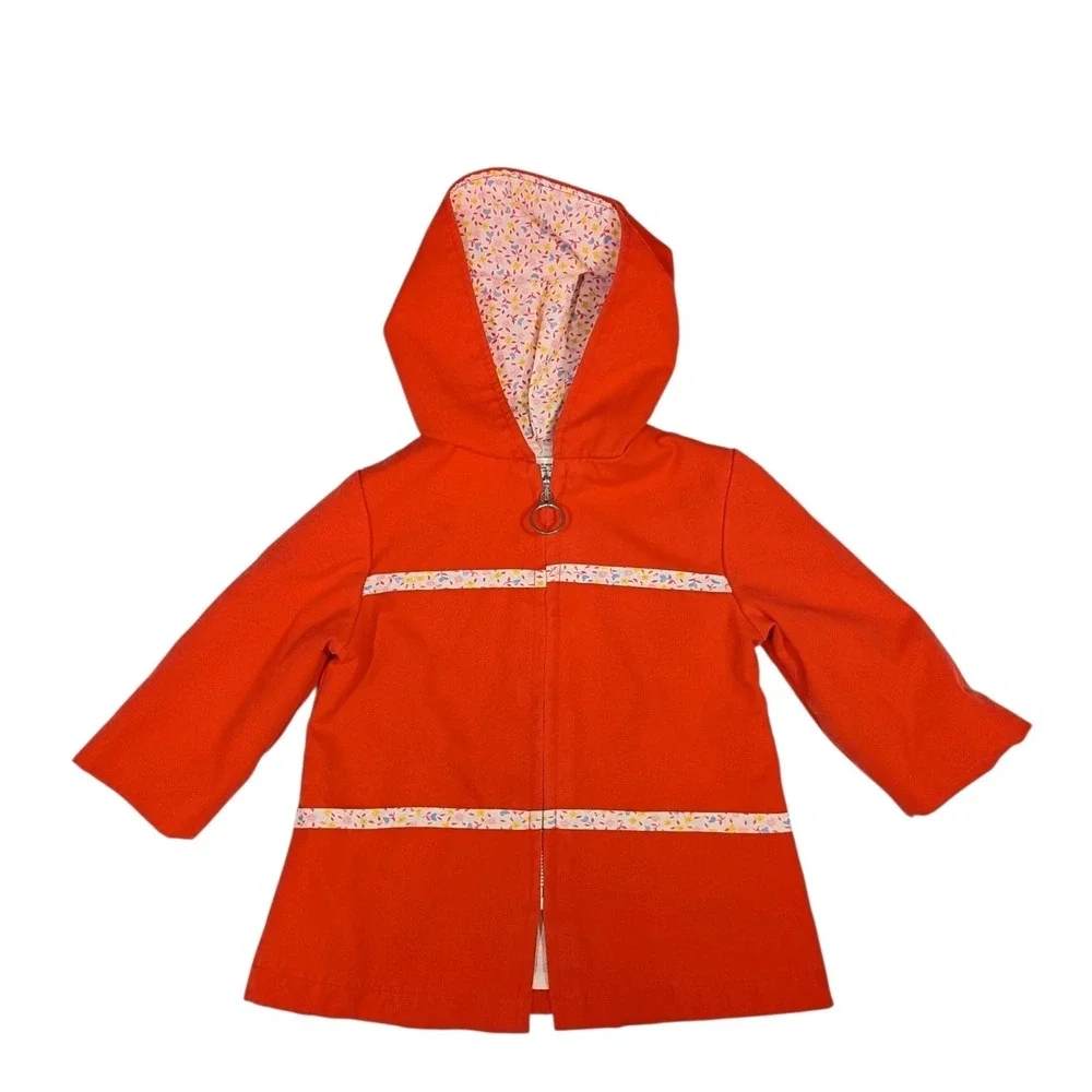 Vintage Toddler Girls‎ SEARS Canvas Hooded Jacket size M 21-26# Floral Zip-up